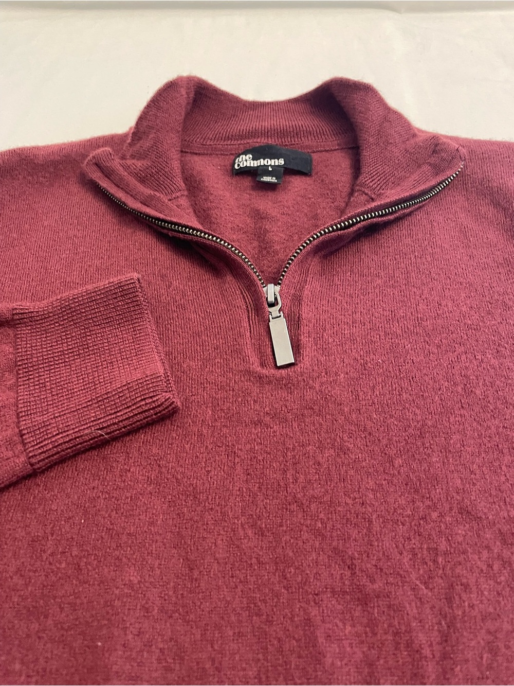 The Commons Burgundy 100% Merino Wool Quarter Zip Sweater Men’s Size Large